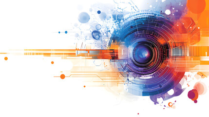Obraz premium Vector background with geometric shapes and lines in blue, orange, white, and purple colors 