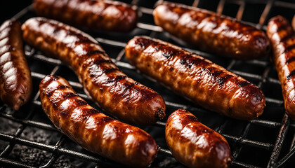 Grilled Sausages on a BBQ Grill