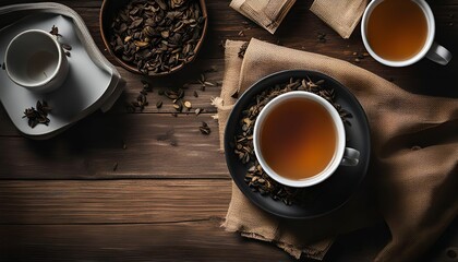Warm Cup of Tea on Wooden Table