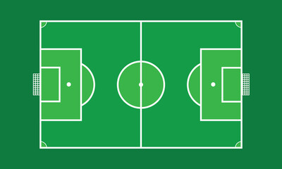 The flat style vector soccer field displays well-defined lines and smooth gradients, making it an ideal visual for sports themed graphics and designs.