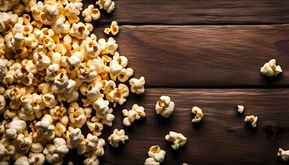 Popcorn on Wooden Background