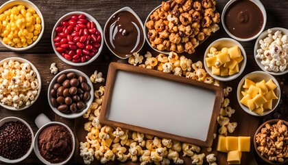 Movie Night Snacks on a Wooden Table