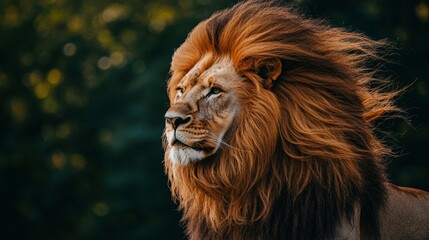 Fototapeta premium Majestic Lion with Flowing Mane in Natural Habitat