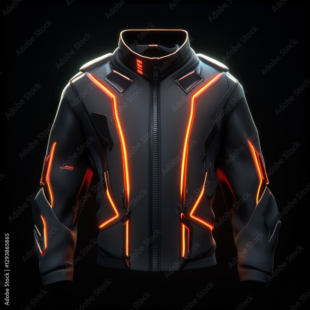 Poster sleek 3d icon of futuristic jacket with angular design elements