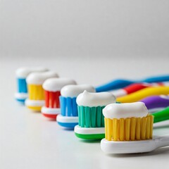 Set of toothbrushes with toothpaste