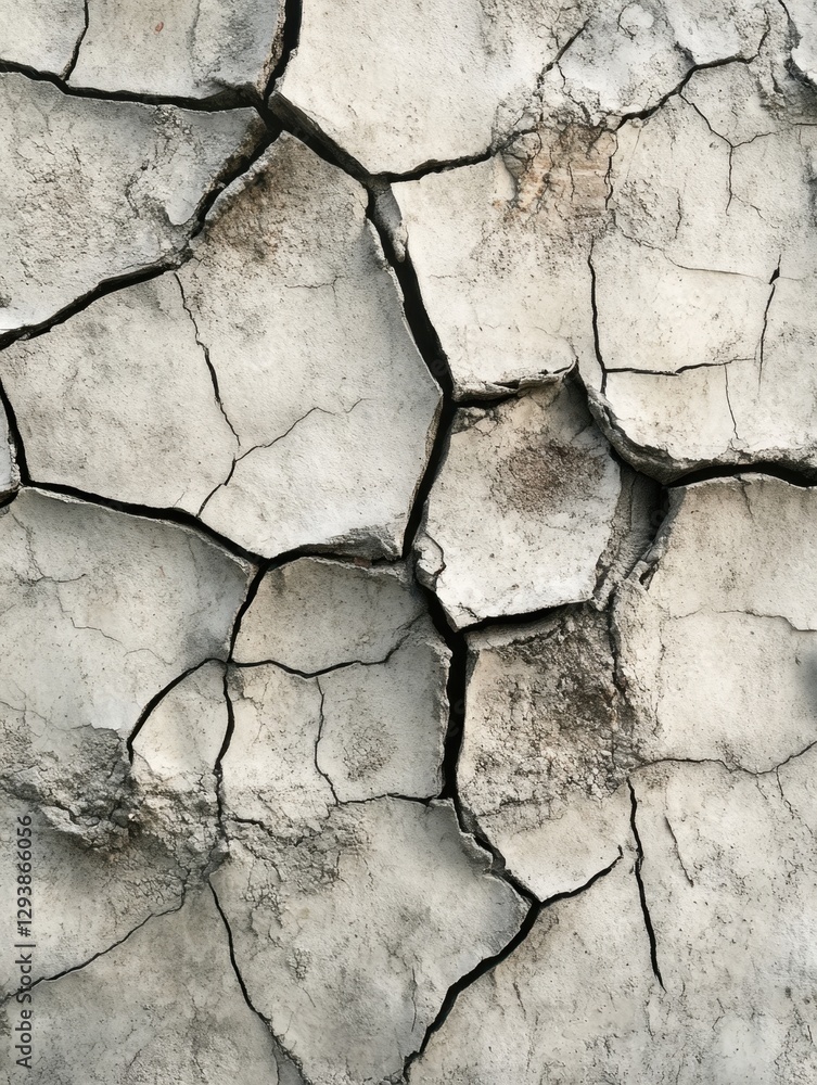 Poster dramatic cracked texture of dry earth creating abstract pattern with deep fissures and rough surface