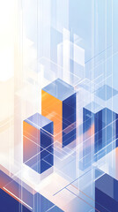 Obraz premium Vector background with geometric shapes and lines in blue, orange, white, and purple colors 