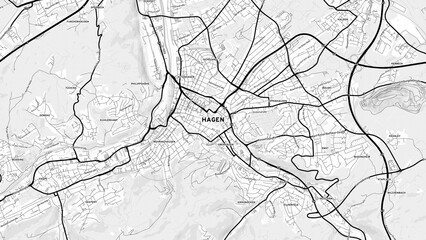 Minimalist Hagen Street Map with Labels and Neighborhoods