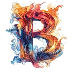 Vibrant Swirls: A Liquid Letter B Design.  Fluid, dynamic, and colorful!