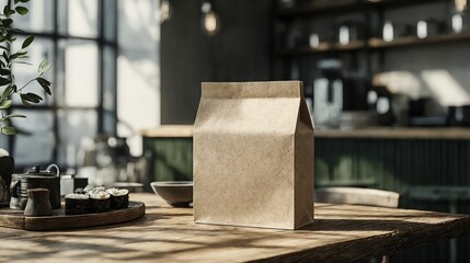 La escena muestra un entorno acogedor con una caja de cart&oacute;n en una mesa de madera, rodeada de elementos naturales y comida.