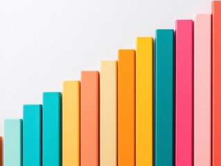 Colorful Ascending Bar Graph Growth Chart Success Progress Development Statistics Rainbow Hues Data