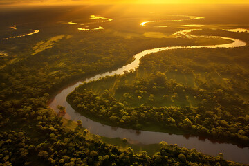 Amazon Majesty  Sunset Over the Lush Rainforest 