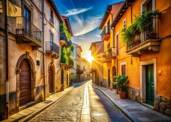 Empty Street in Latina, Italy: Sunlit Deserted Road, Italian Summer