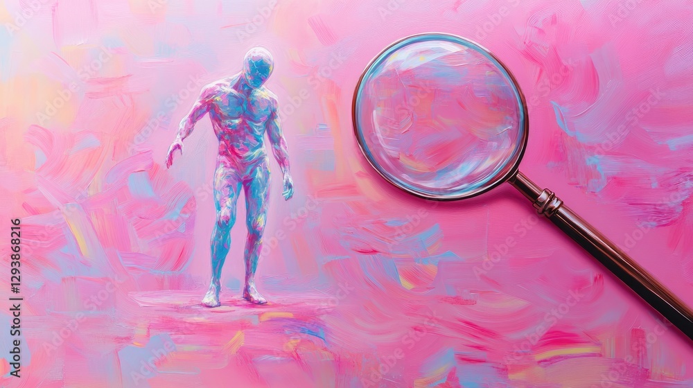 Poster exploring human form through abstract art studio setting digital artwork vibrant colors close-up vie