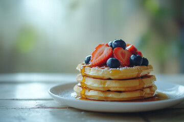Naturally sweetened gluten-free pancakes with farm-fresh berries. A delicious and health-conscious breakfast idea.