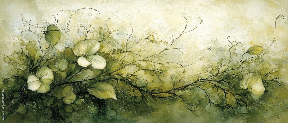 Wall mural a soft gradient of beige gradually transitions into a gentle light green canvas, creating an etherea