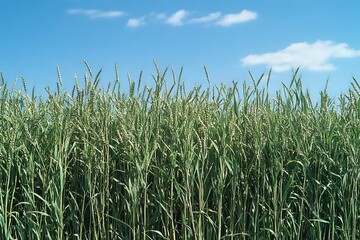 Golden Wheat Field Under a Vast Blue Sky: A Stunning Close-Up of Nature's Bounty, Rich Harvest, Summer Abundance, Rural Idyll, Agricultural Landscape, Cereal Crop, Wheat Stalks, Sunny Day, Field of   
