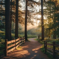 Golden Hour Forest Path