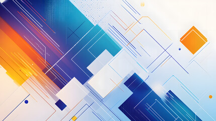Vector background with geometric shapes and lines in blue, orange, white, and purple colors
