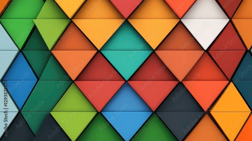 Poster Dynamic colorful triangle patterns digital art abstract design vibrant environment aerial view modern concepts for visual impact