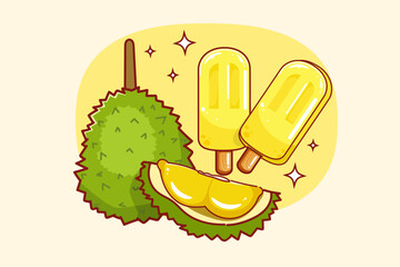 Durian ice cream premium vector design. king of fruit.