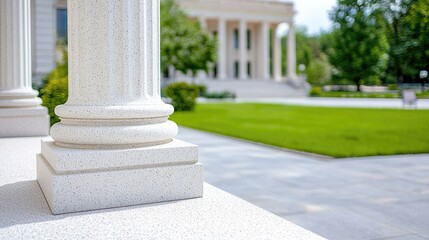 Fototapeta premium Classical columns, courthouse, lawn, sunny day, legal concept