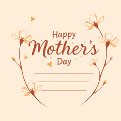 international mother's day card between simple and elegant flower frame with space in the center for personalized text