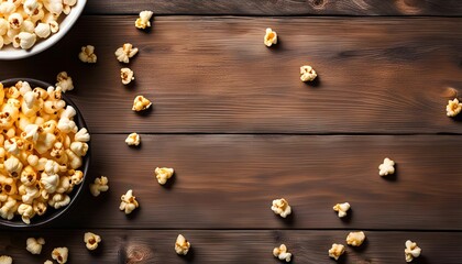 Popcorn on Wooden Table