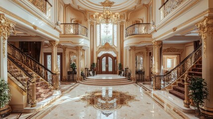 Opulent Grand Entryway of Luxury Home with Elegant Design Elements