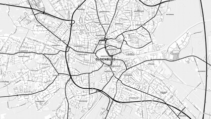 Minimalist Oldenburg Street Map with Labels and Neighborhoods