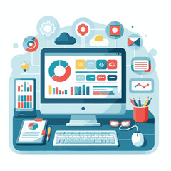 computer, digital, business, technology, communication, laptop, tech, work, office, web, internet, design, employee, vector, information, monitor, pc, modern, device, person, electronic, desktop, scre