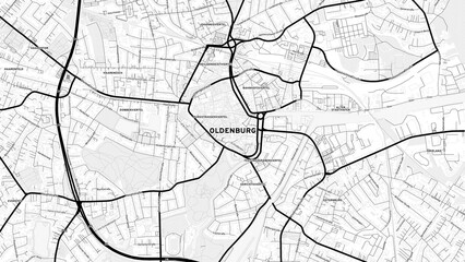 Minimalist Oldenburg Street Map with Labels and Neighborhoods