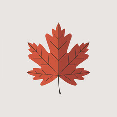 Fototapeta premium A Flat-Style Red autumn leaf on a Plain White Background