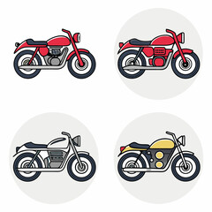 Obraz premium Biker Ride Icons Motorbike Vector Illustrations