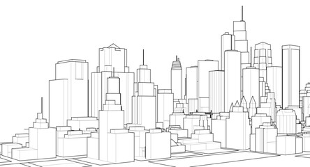 Obraz premium abstract modern city 3d illustration