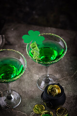 Green cocktail for St. Patrick day