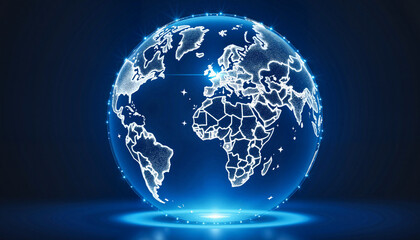 Obraz premium Futuristic globe illustrating neural connections in city lights, connectivity