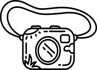 Hand drawn summer camera doodle illustration