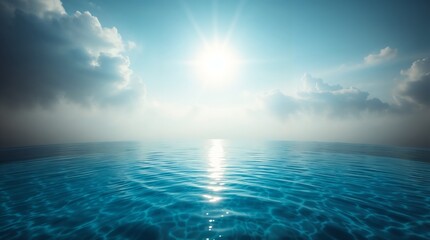 Obraz premium Calm Seascape with Sunlight Reflection on Blue Water