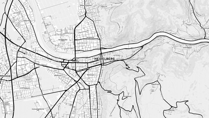 Obraz premium Minimalist Heidelberg Street Map with Labels and Neighborhoods