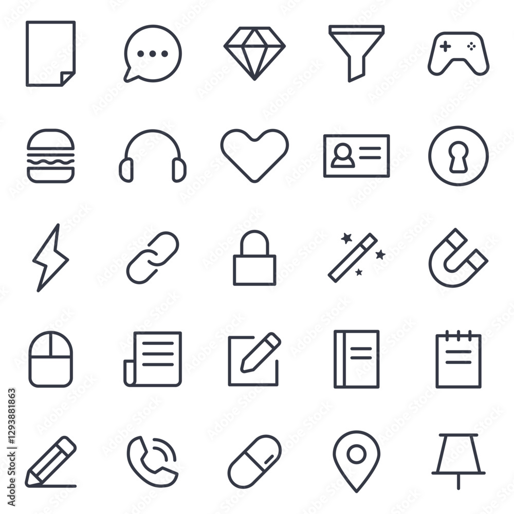 Aufkleber simple set office and business icon template editable. business pack symbol vector sign isolated on 