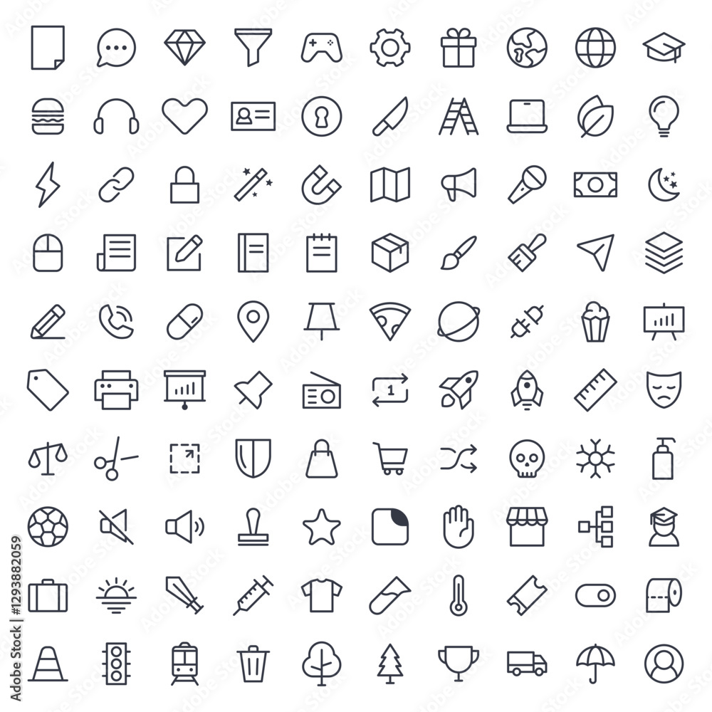 Poster simple set office and business icon template editable. business pack symbol vector sign isolated on 