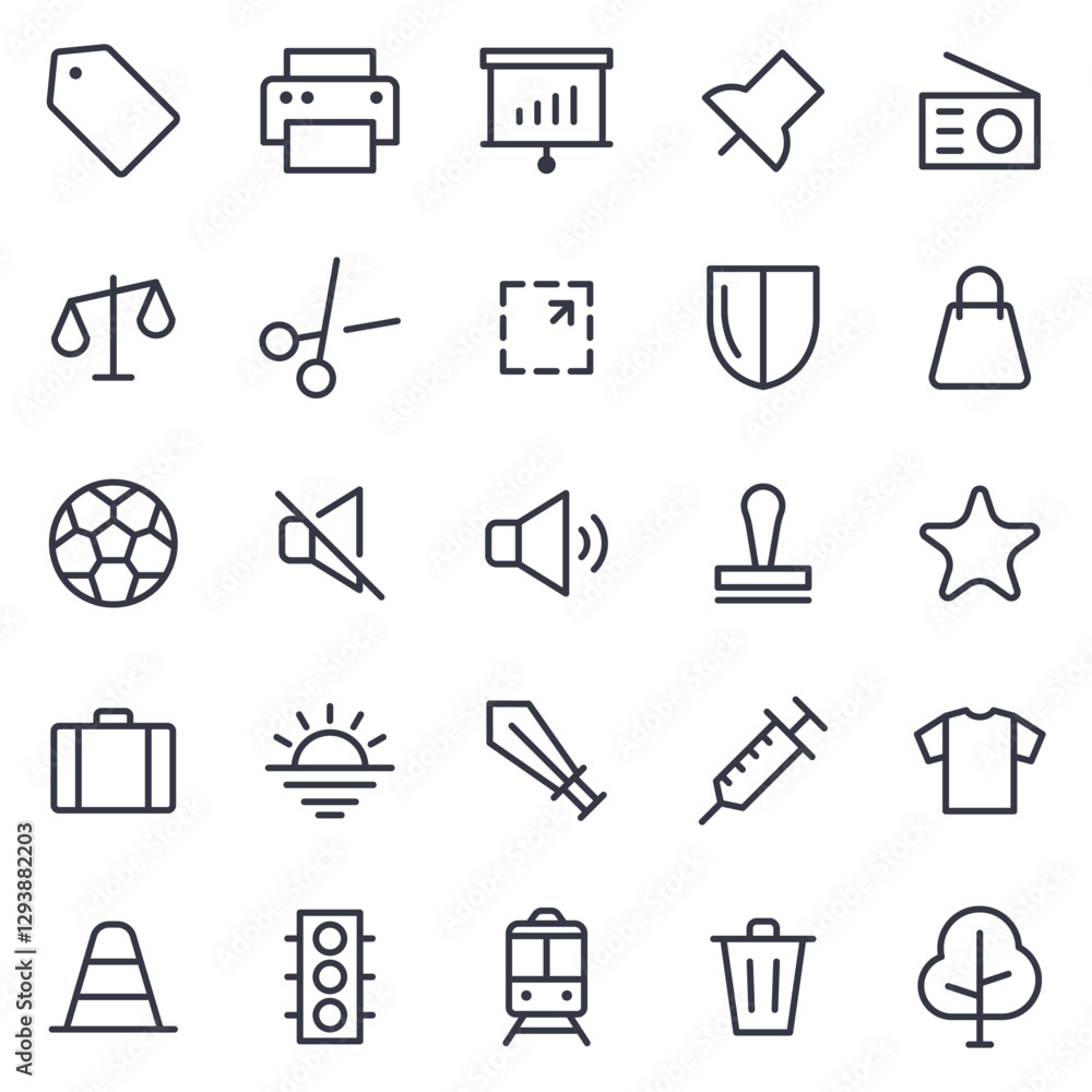 Poster simple set office and business icon template editable. business pack symbol vector sign isolated on 