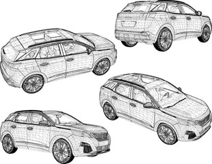 Fototapeta premium vector sketch illustration of family car vehicle design for city travel