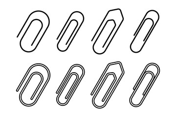Vector isolated Paper clip icon set in black outline and fill