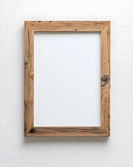 Fototapeta premium Wooden picture frame mock up isolated on white background