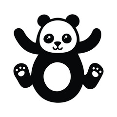 Cute Black and White Panda Illustration, Cartoon Panda Art, Adorable Vector. Minimalist Panda Drawing, Cute Black and White Panda, Cartoon Clipart
