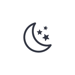 moon stars icon symbol vector sign isolated on white background illustration for graphic and web design