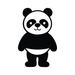 Kawaii Panda Illustration, Black and White Cartoon Panda, Cute Animal Sketch. Minimalist Panda Drawing, Cute Black and White Panda, Cartoon Clipart.
