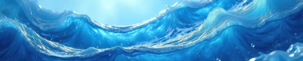 Wall murals Abstract swirling blue ice waves, fractal patterns, water, backdrop